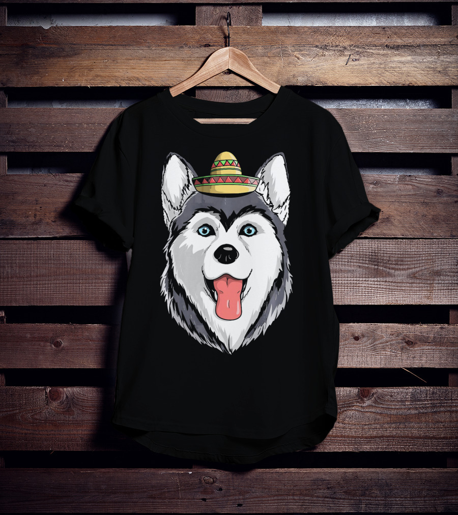 Fiesta Siberian Husky Sombrero Cinco De Mayo Mexi T-Shirt