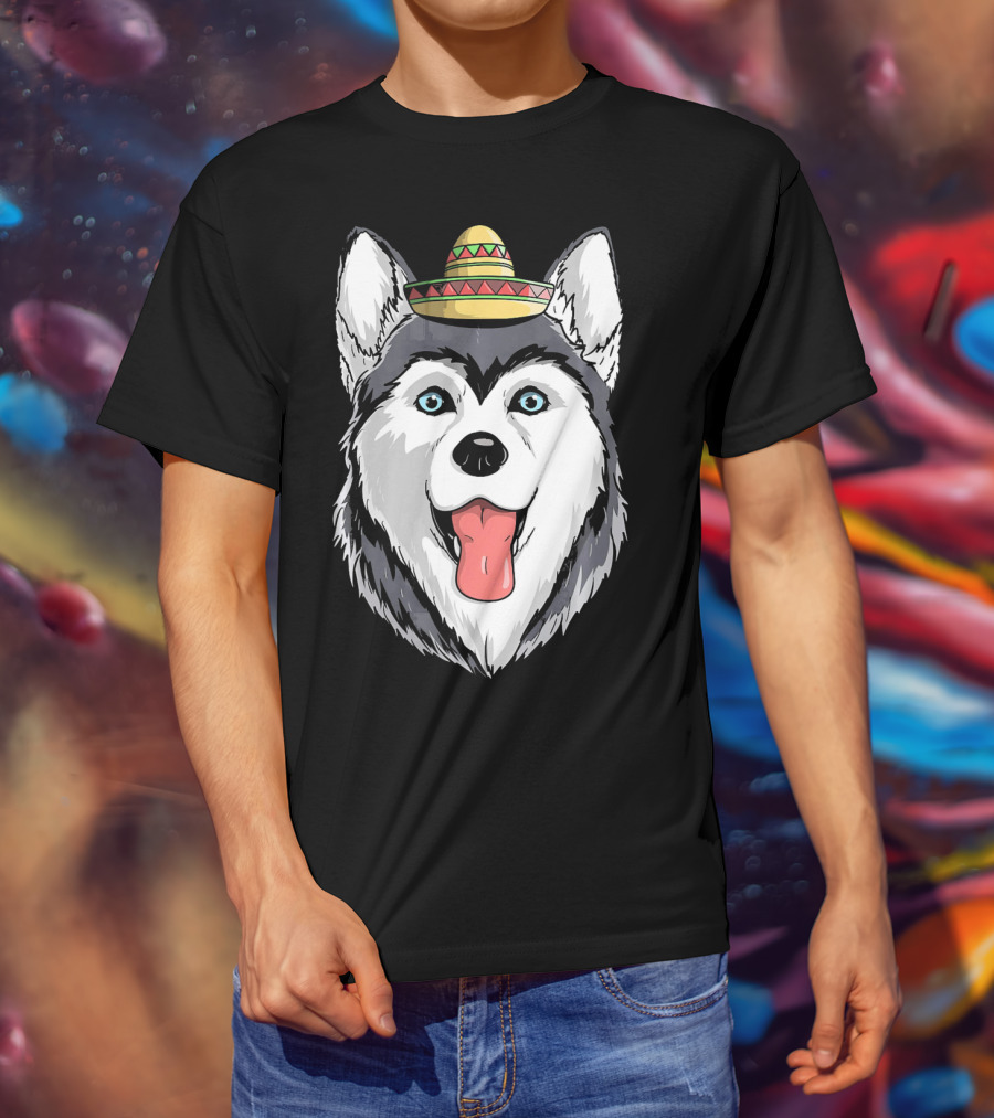 Fiesta Siberian Husky Sombrero Cinco De Mayo Mexi T-Shirt