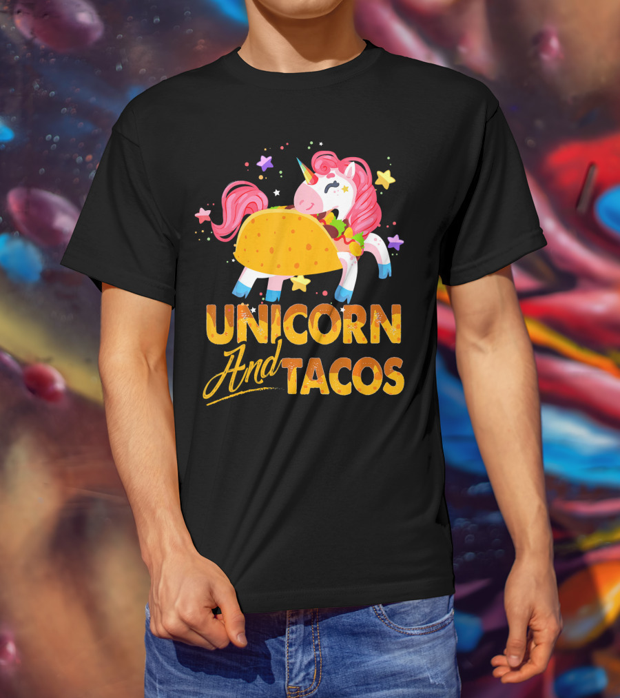 Unicorn And Tacos Colorful Cinco De Mayo Fun T-Shirt