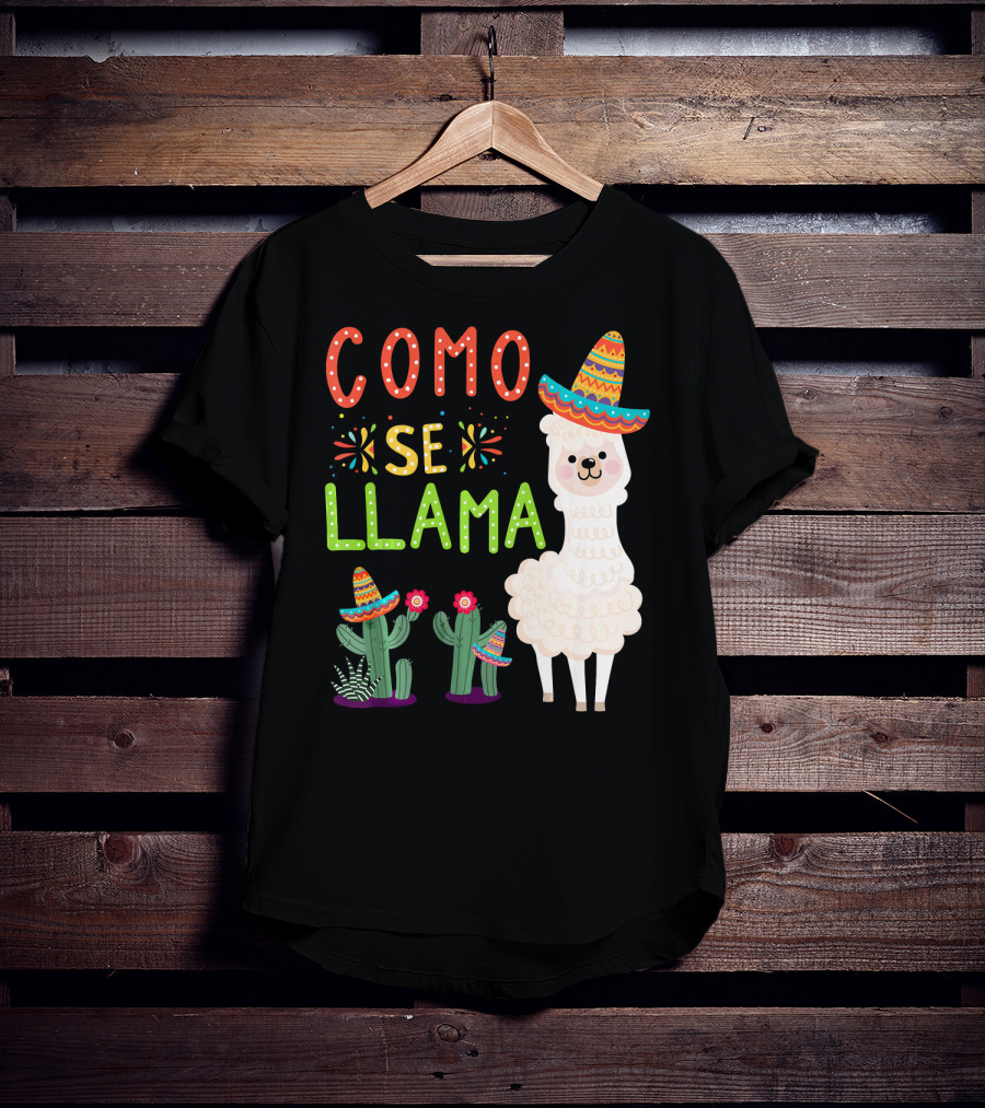 Como Se Llama Sombrero Llama And Cactus Fiesta Cinco De Mayo T-Shirt