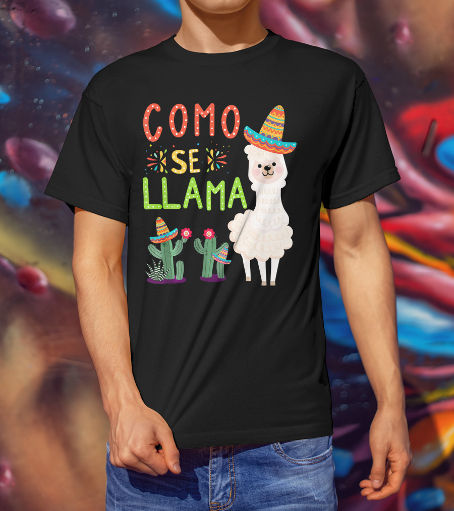 Como Se Llama Sombrero Llama And Cactus Fiesta Cinco De Mayo T-Shirt
