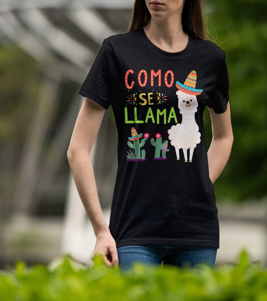 Como Se Llama Sombrero Llama And Cactus Fiesta Cinco De Mayo T-Shirt