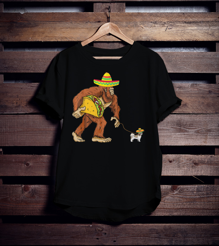 Cinco De Mayo Bigfoot Taco Shih Tzu Sombrero T-Shirt