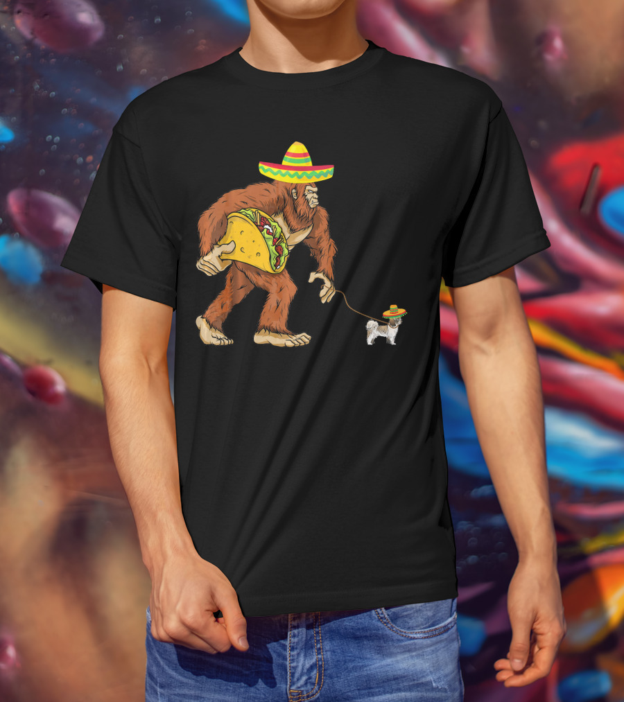 Cinco De Mayo Bigfoot Taco Shih Tzu Sombrero T-Shirt
