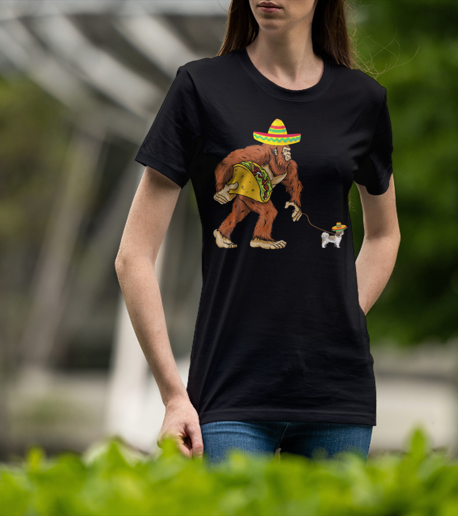 Cinco De Mayo Bigfoot Taco Shih Tzu Sombrero T-Shirt