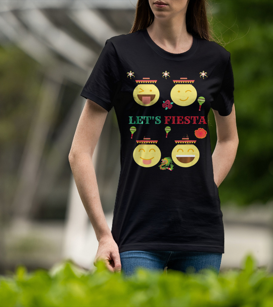 Let's Fiesta Funny Emoji Cinco De Mayo Mexica T-Shirt