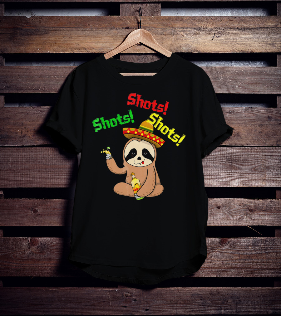 Cinco De Mayo Sloth Shots Tequila Sombrero T-Shirt