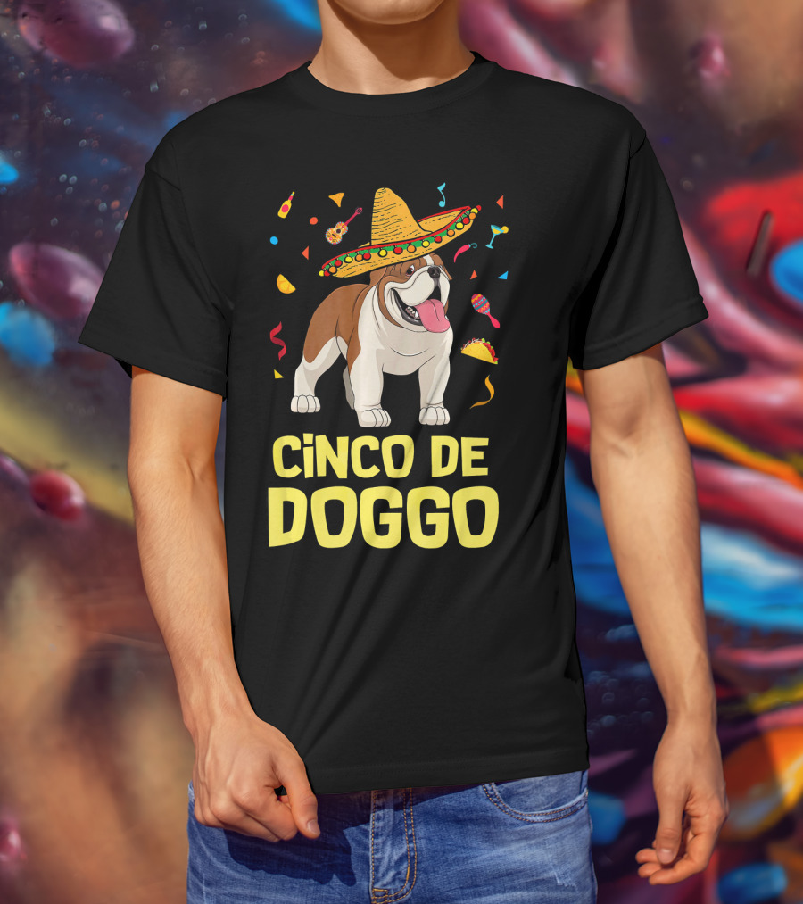 Cinco De Doggo Taco Sombrero English Bulldog T-Shirt