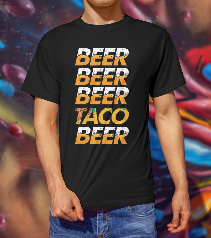 Beer Taco Beer Cinco De Mayo Funny Letter Print T-Shirt