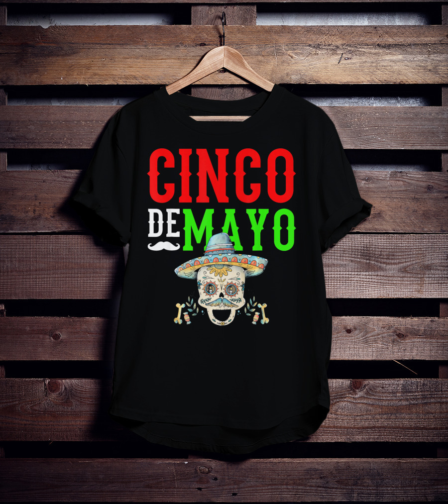 Cinco De Mayo Sugar Skull Sombrero T-Shirt