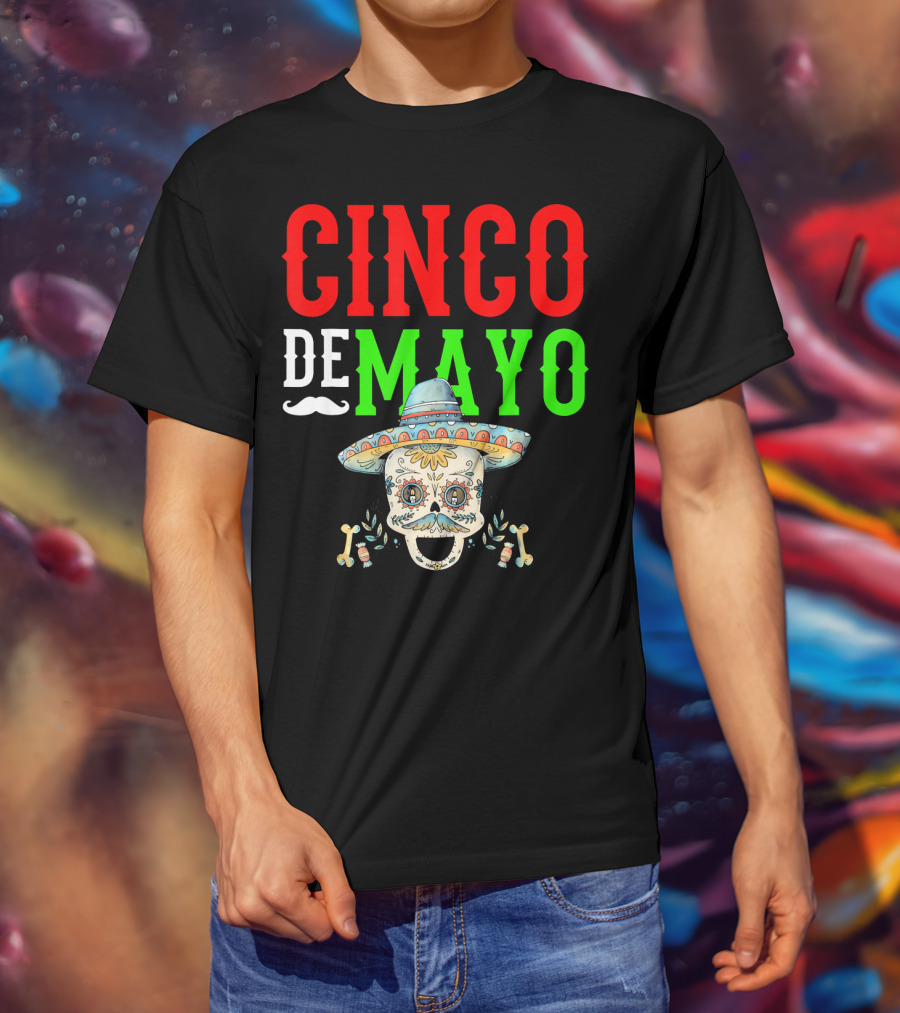 Cinco De Mayo Sugar Skull Sombrero T-Shirt