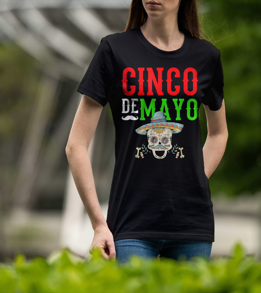 Cinco De Mayo Sugar Skull Sombrero T-Shirt