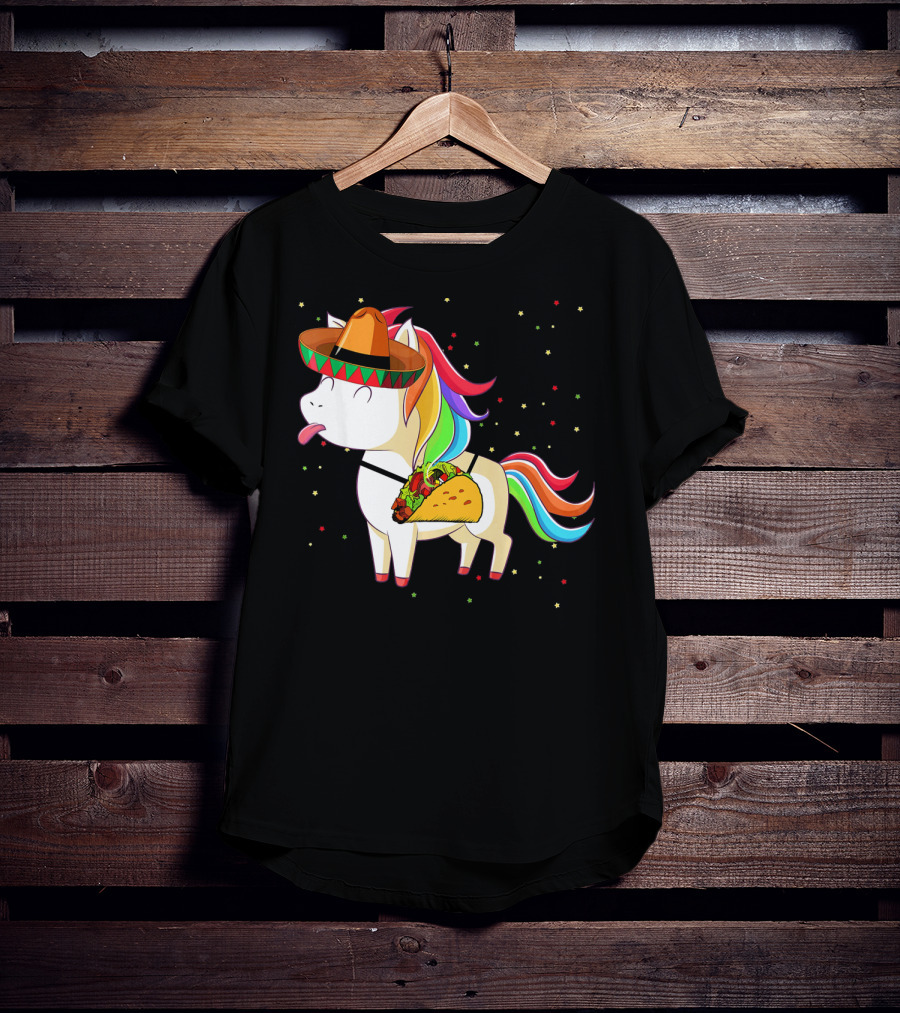 Sombrero Taco Unicorn Cinco De Mayo T-Shirt