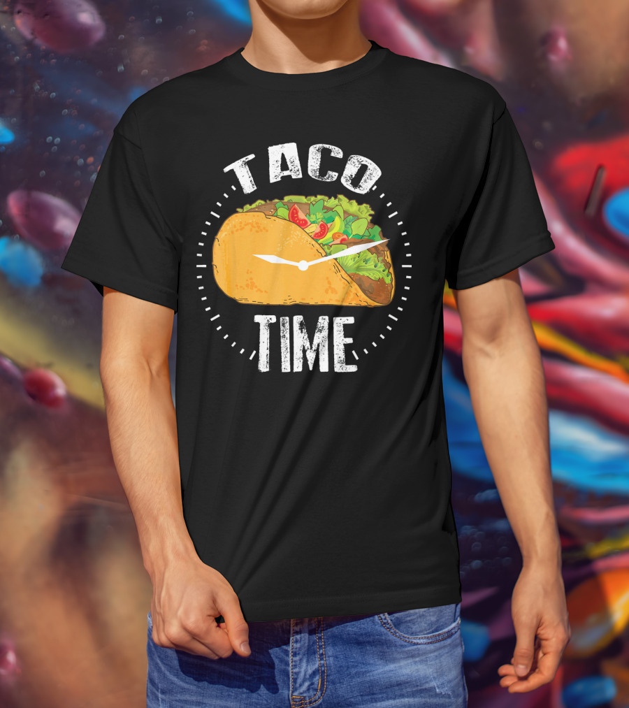 Taco Time Clock Cinco De Mayo Mex Foods T-Shirt