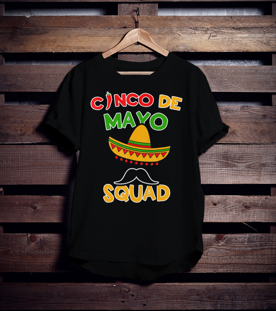 Cinco De Mayo Squad Sombrero Mustache Pepper Fiesta T-Shirt