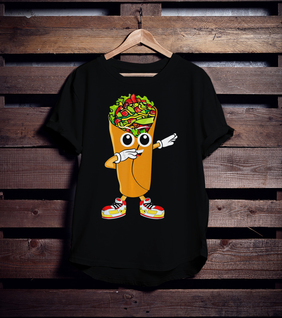 Dabbing Burrito Cartoon Dab Dance With Sneakers T-Shirt
