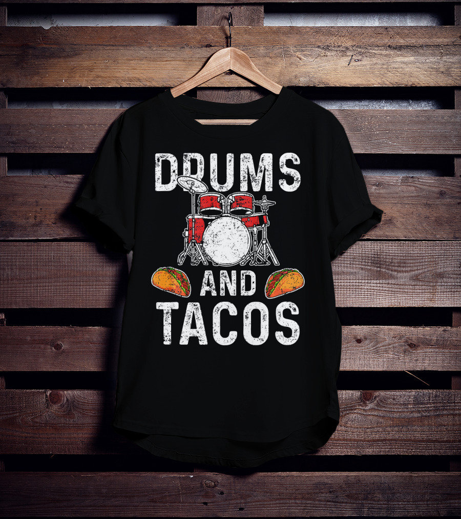 Drums Tacos Drummer Cinco De Mayo Celebration With Drum Set And Tacos T-Shirt