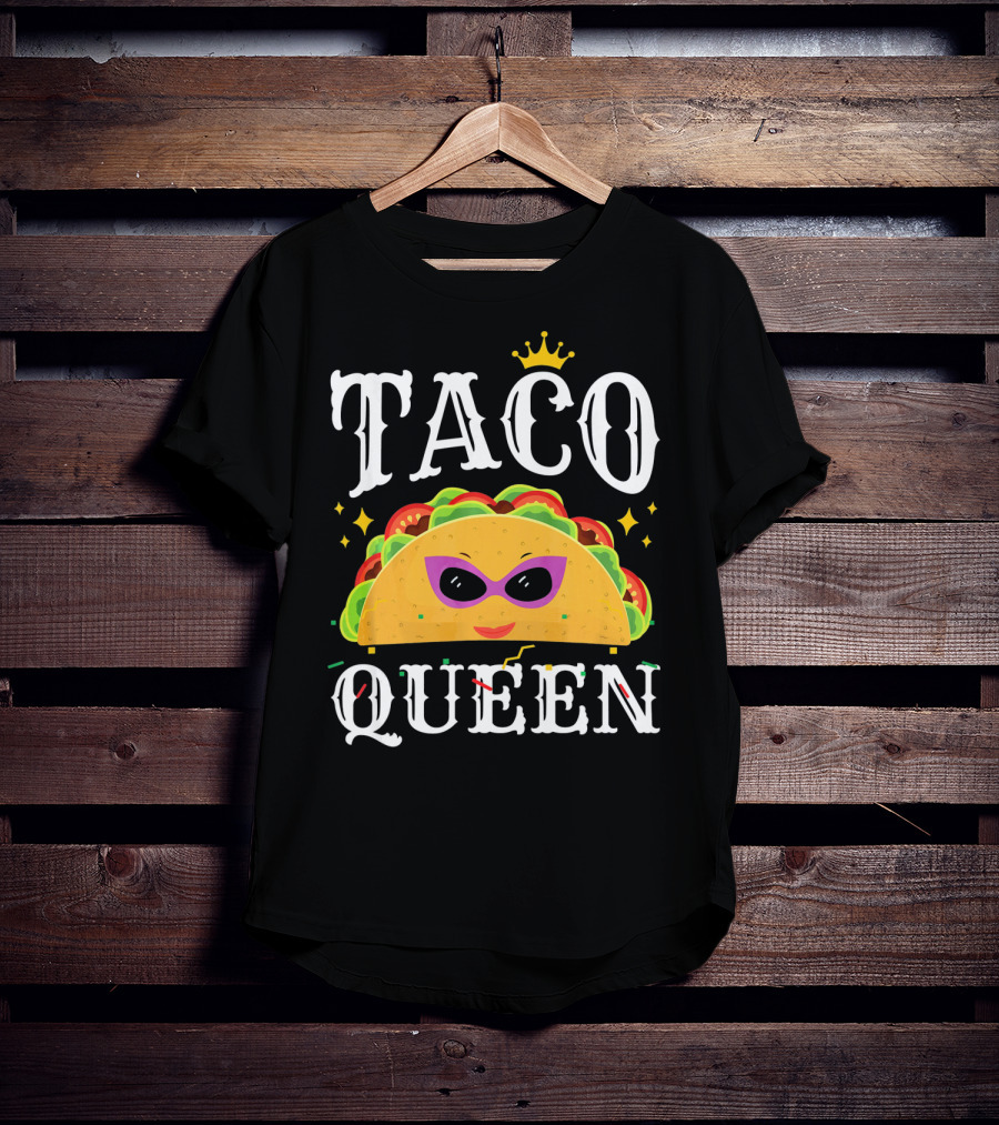 Taco Queen Cinco De Mayo Crown And Sunglasses T-Shirt