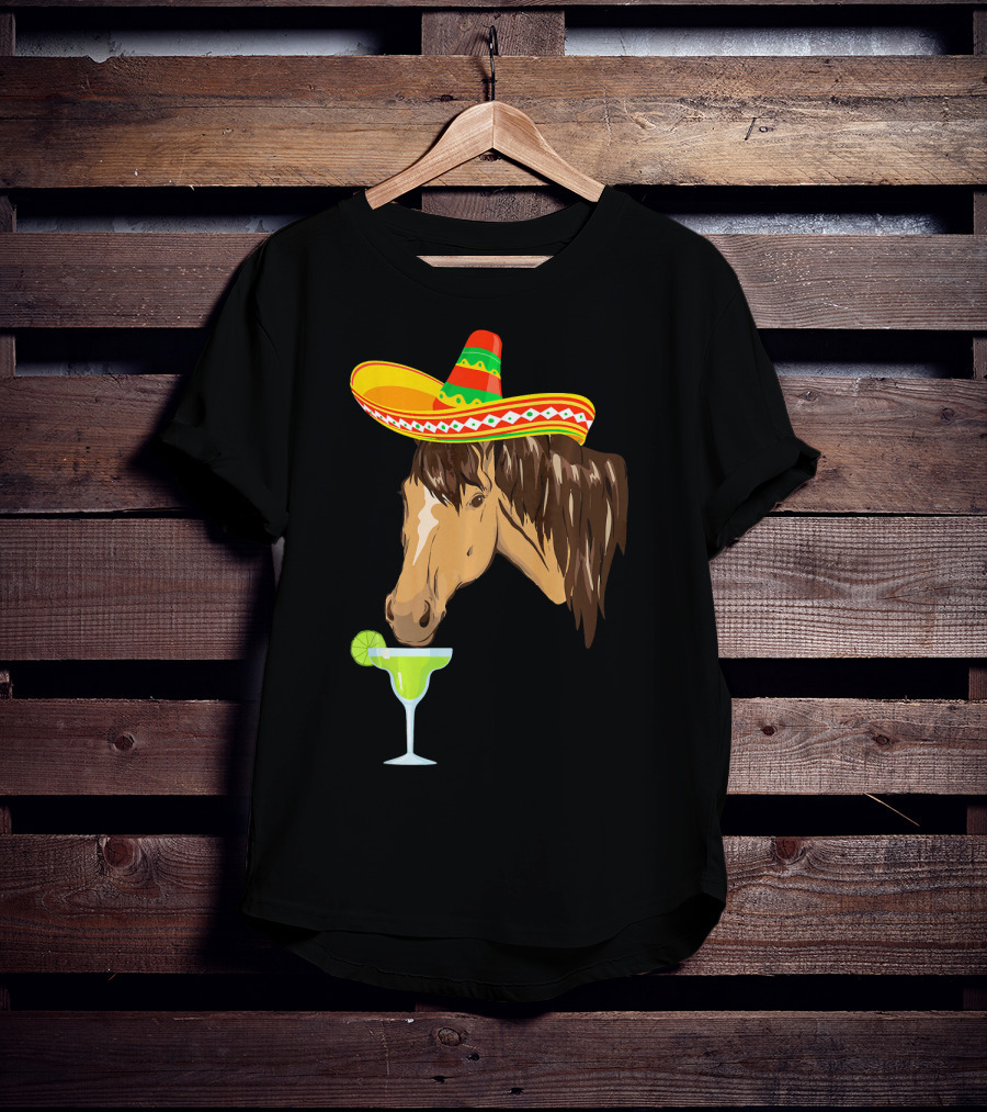 Cute Horse Sombrero Margarita Cinco De Mayo T-Shirt
