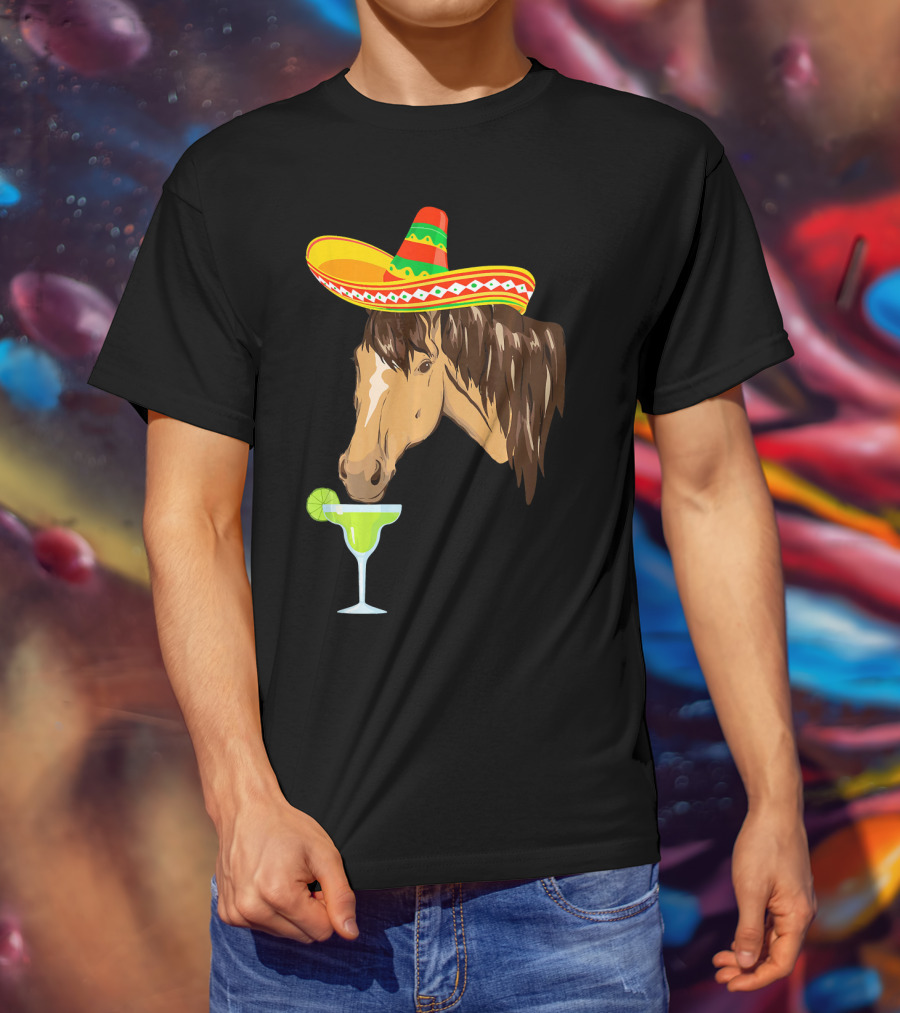Cute Horse Sombrero Margarita Cinco De Mayo T-Shirt