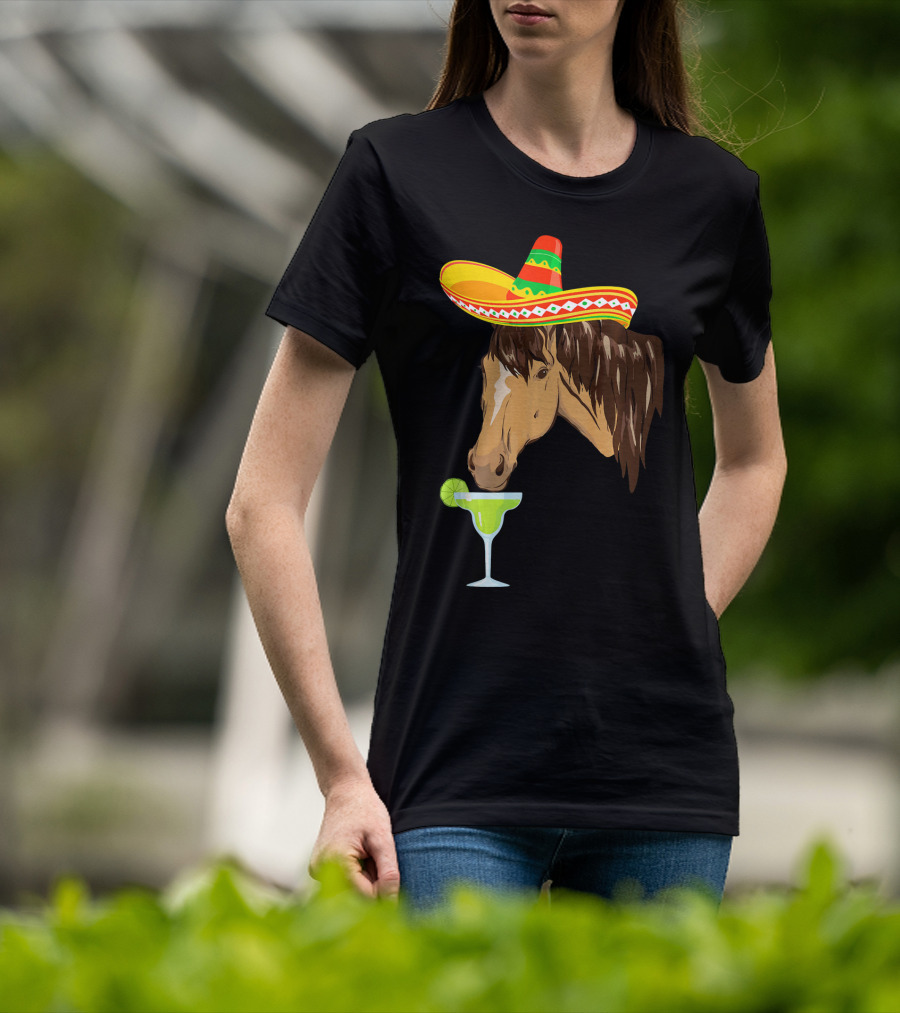 Cute Horse Sombrero Margarita Cinco De Mayo T-Shirt