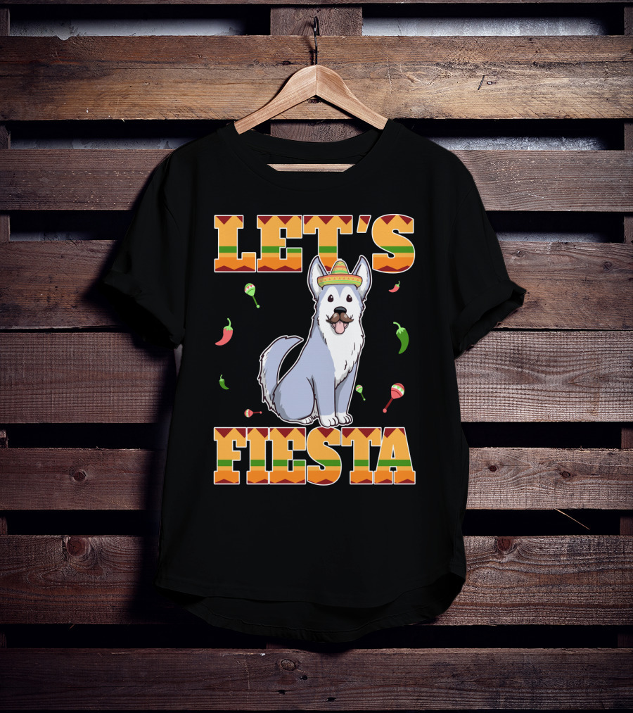 Let's Fiesta Husky Dog Sombrero Cinco De Mayo T-Shirt
