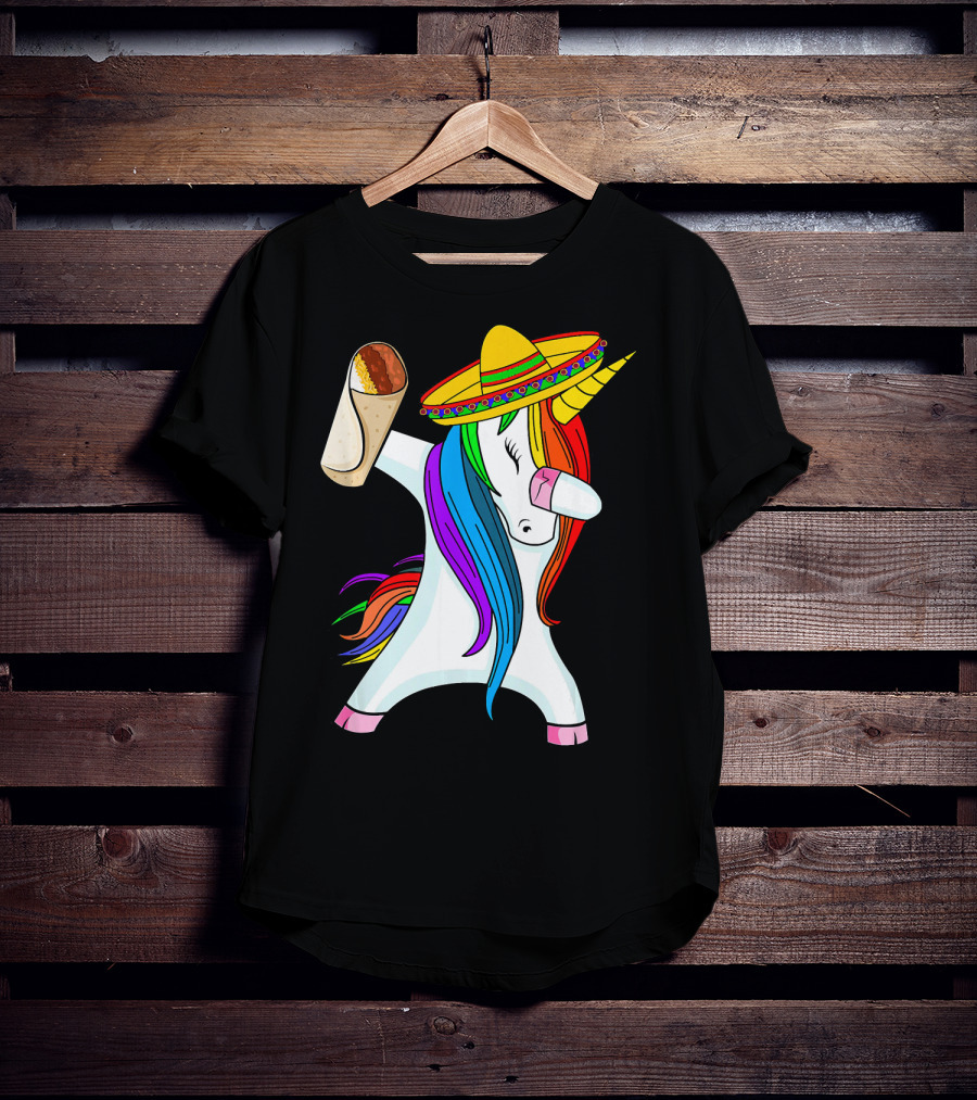Cinco De Mayo Dabbing Unicorn Sombrero Burrito T-Shirt