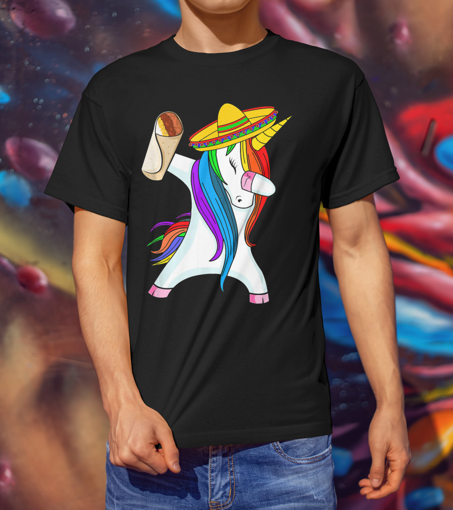 Cinco De Mayo Dabbing Unicorn Sombrero Burrito T-Shirt