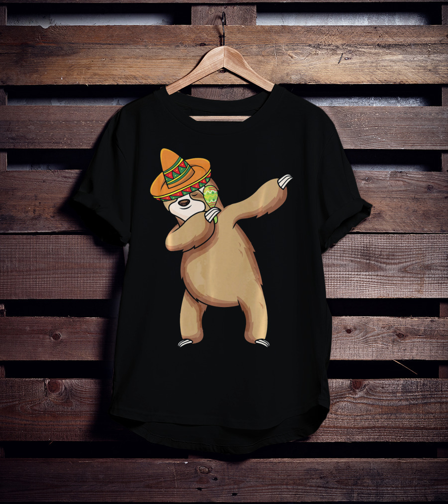 Dabbing Sloth Sombrero Cinco De Mayo Dance T-Shirt