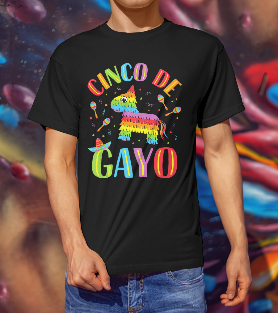 Cinco De Gayo Rainbow Pinata Maracas Fiesta T-Shirt