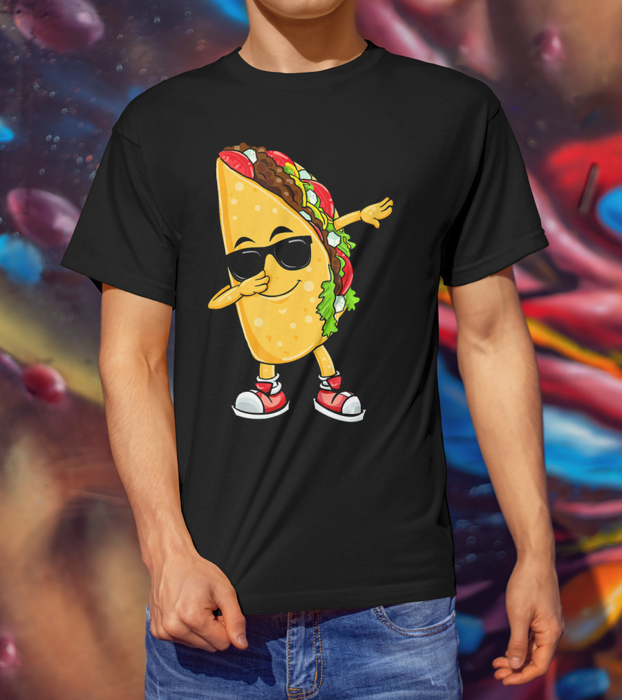 Dabbing Taco Cinco De Mayo Celebration Fun With Sunglasses T-Shirt