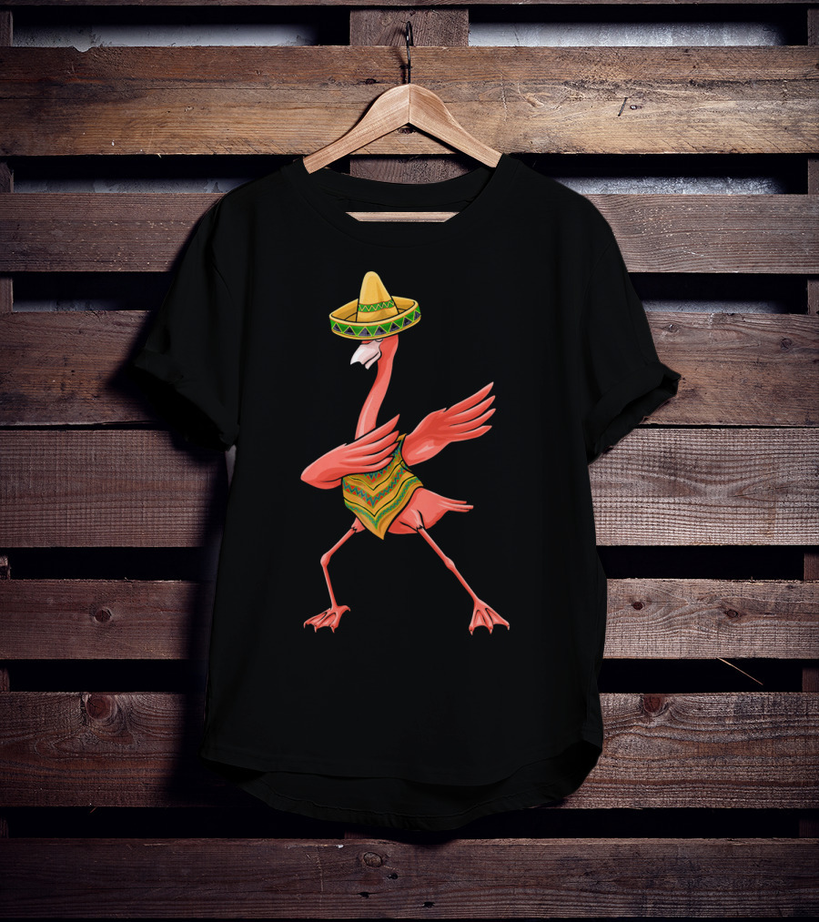 Cinco De Mayo Flamingo Dabbing Dab Sombrero T-Shirt