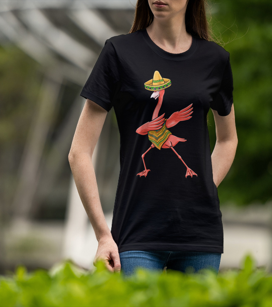 Cinco De Mayo Flamingo Dabbing Dab Sombrero T-Shirt