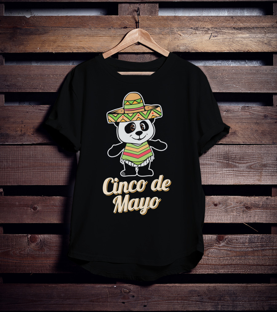 Cinco De Mayo Mexican Panda Sombrero T-Shirt
