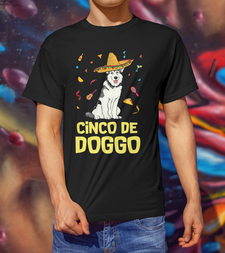 Cinco De Doggo Funny Taco Sombrero Husky T-Shirt