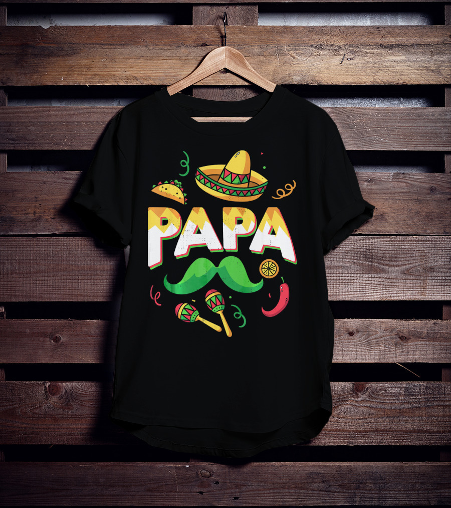 Cinco De Mayo Papa Sombrero Maracas Taco Lime Mustache Chili T-Shirt