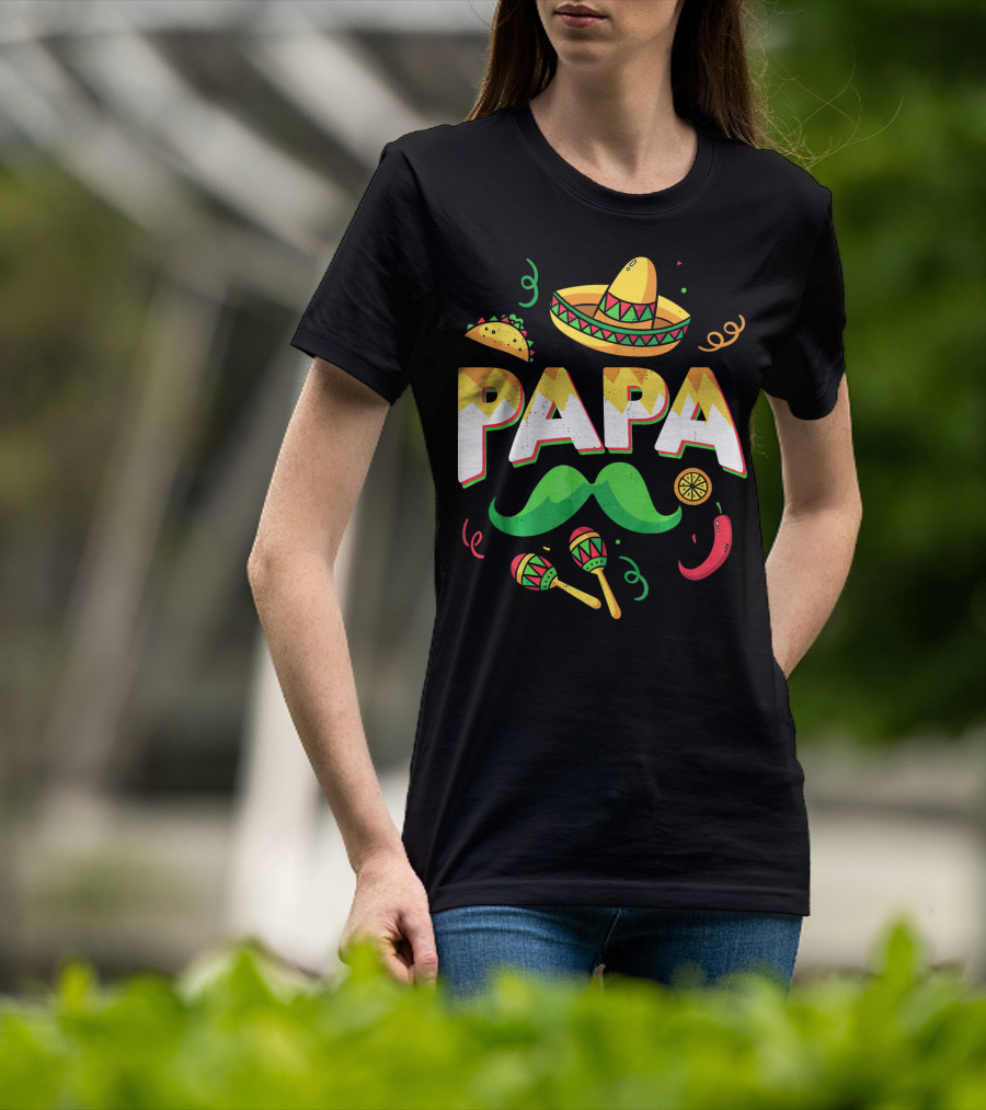 Cinco De Mayo Papa Sombrero Maracas Taco Lime Mustache Chili T-Shirt