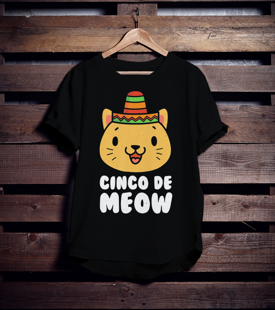 Cinco De Meow Funny Cat With Sombrero Cinco De Mayo T-Shirt