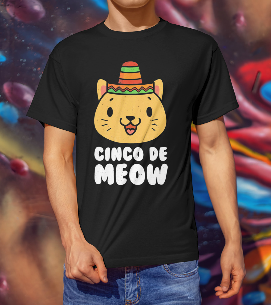 Cinco De Meow Funny Cat With Sombrero Cinco De Mayo T-Shirt