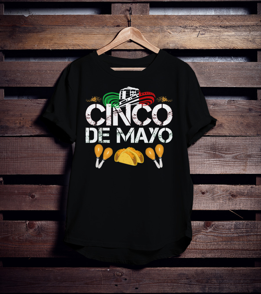 Cinco De Mayo Sombrero Tacos Maracas Fiesta T-Shirt