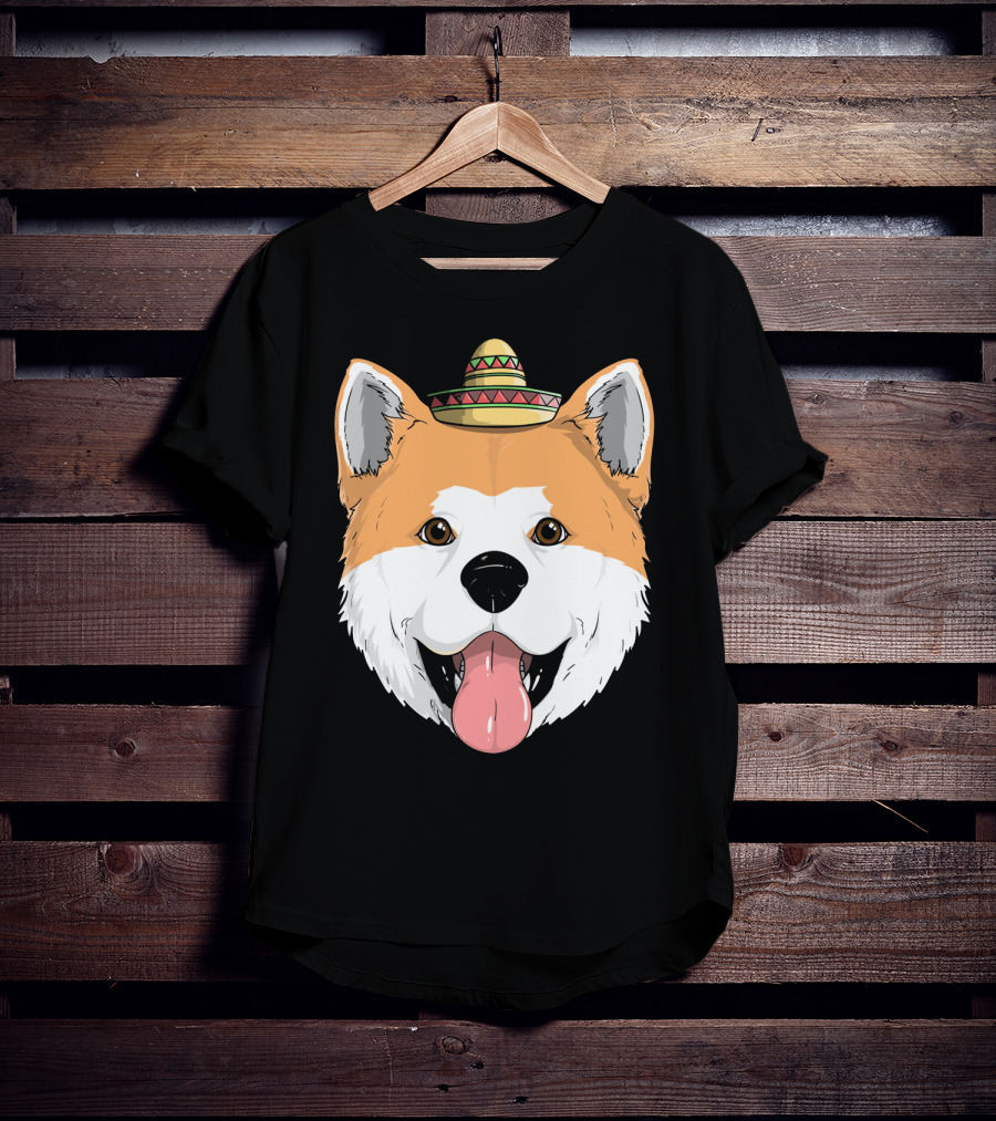 Akita Dog Sombrero Cinco De Mayo Fiesta T-Shirt