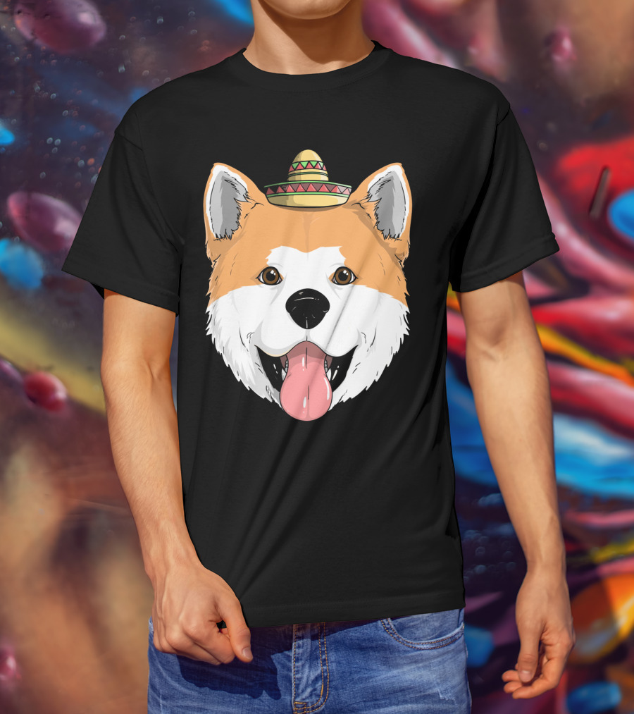 Akita Dog Sombrero Cinco De Mayo Fiesta T-Shirt