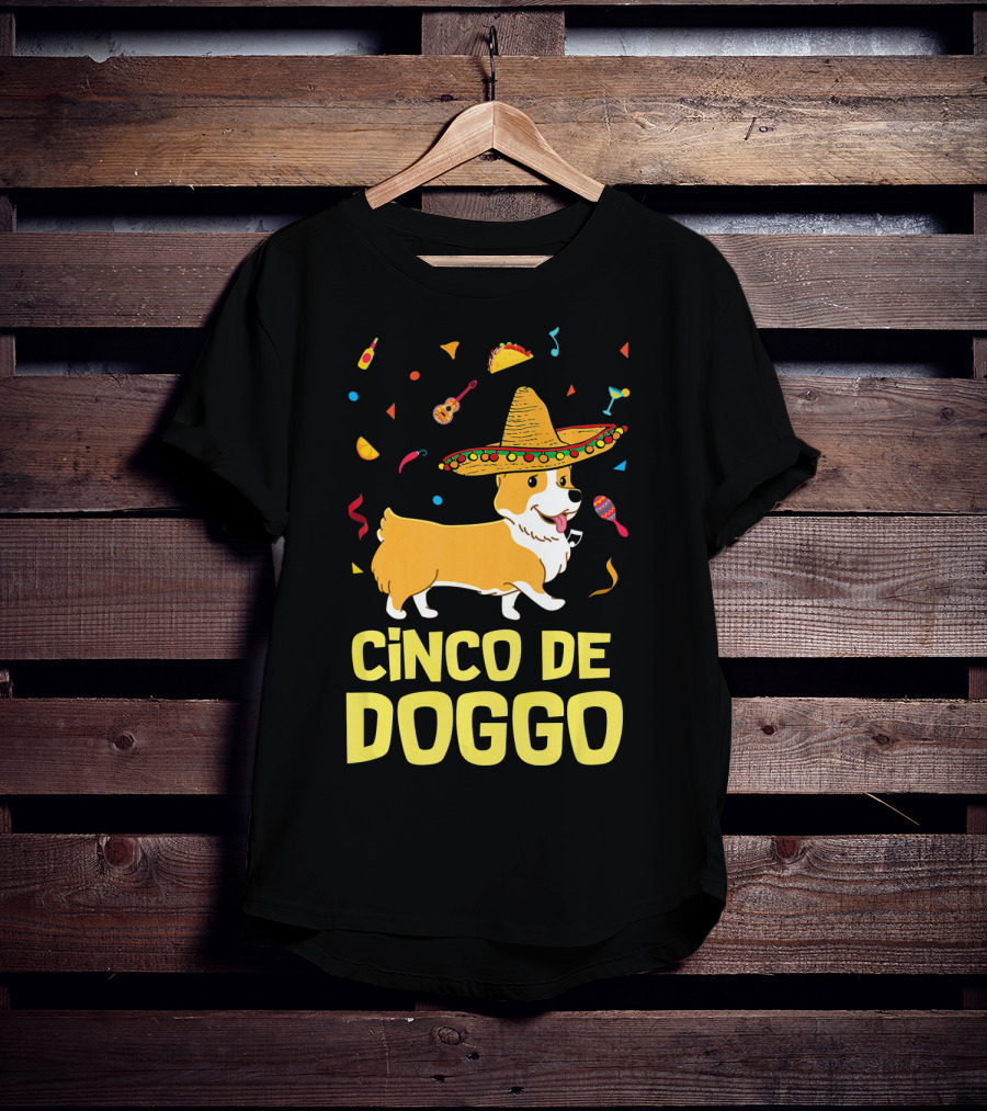Cinco De Doggo Funny Taco Sombrero Corgi T-Shirt