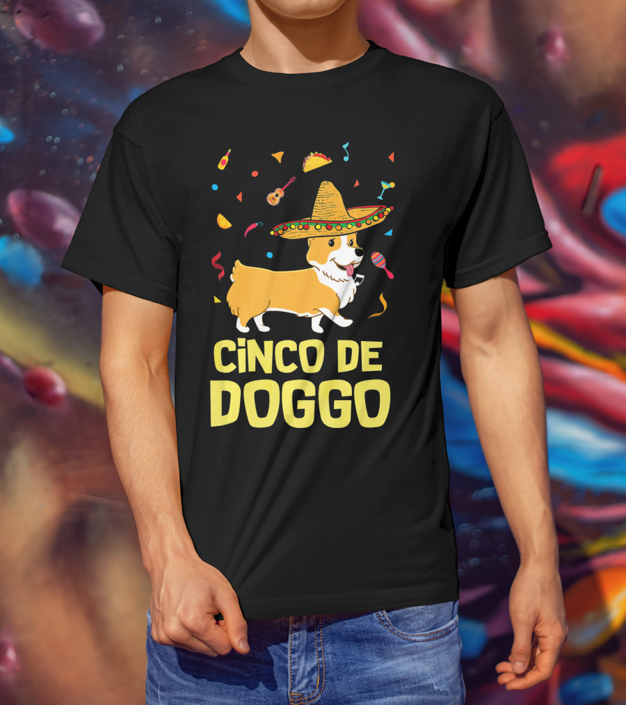 Cinco De Doggo Funny Taco Sombrero Corgi T-Shirt