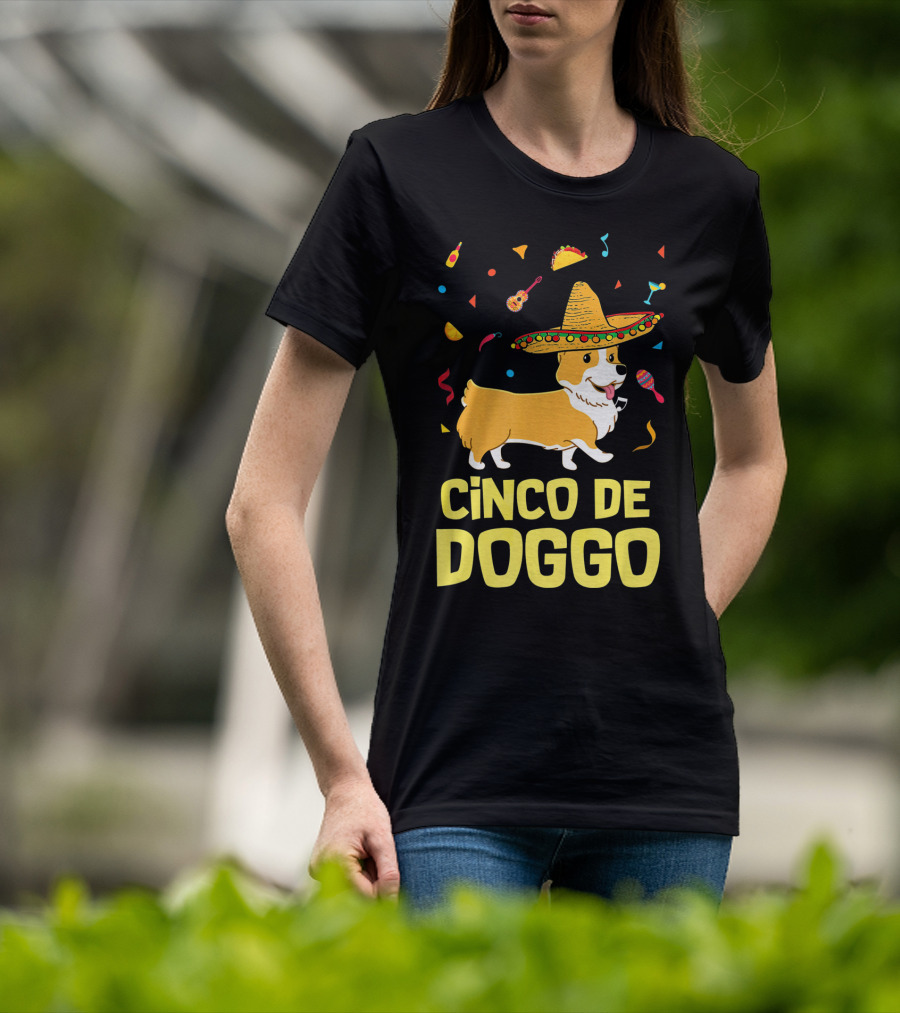 Cinco De Doggo Funny Taco Sombrero Corgi T-Shirt