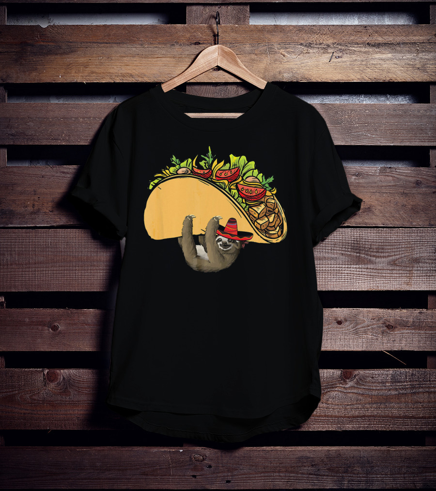 Cinco De Mayo Sloth Sombrero Taco Fiesta T-Shirt
