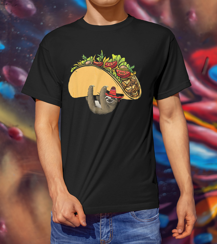 Cinco De Mayo Sloth Sombrero Taco Fiesta T-Shirt