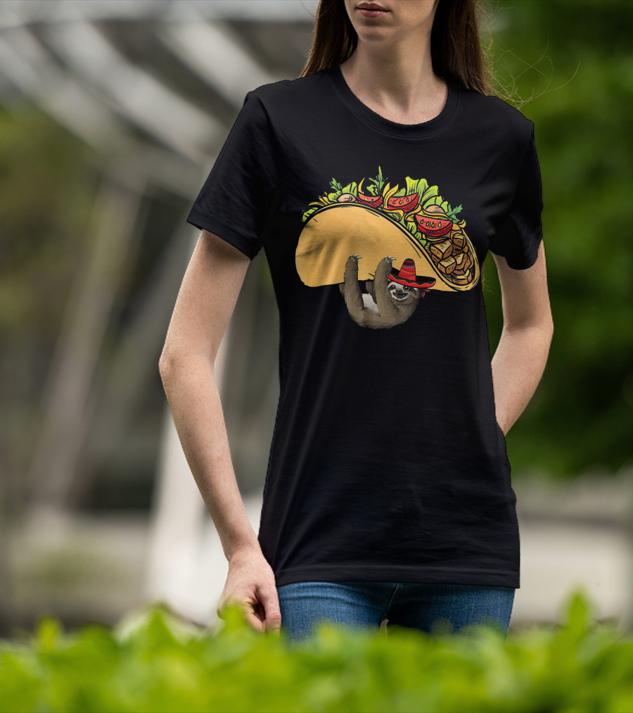 Cinco De Mayo Sloth Sombrero Taco Fiesta T-Shirt