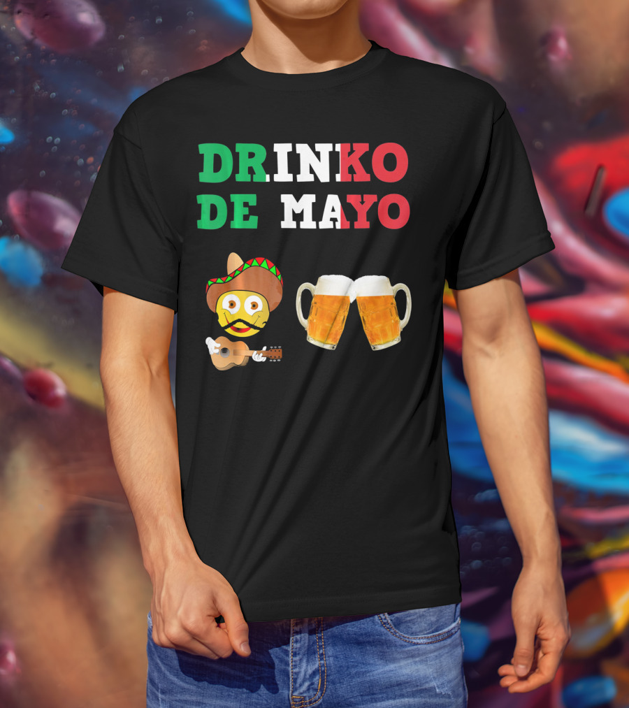 Drinko De Mayo Sombrero Guitar Emoji Beer Mugs T-Shirt