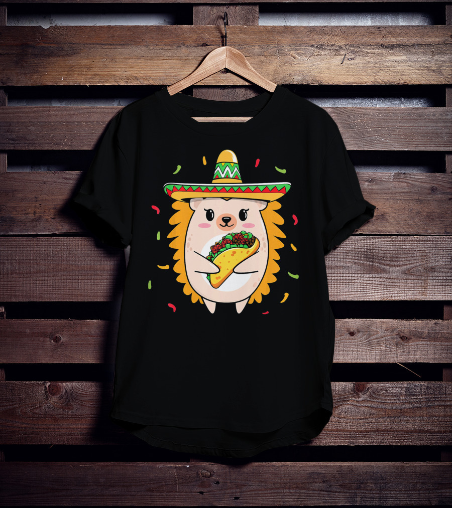 Hedgehog Sombrero Taco Cinco De Mayo Mom Hedgie T-Shirt